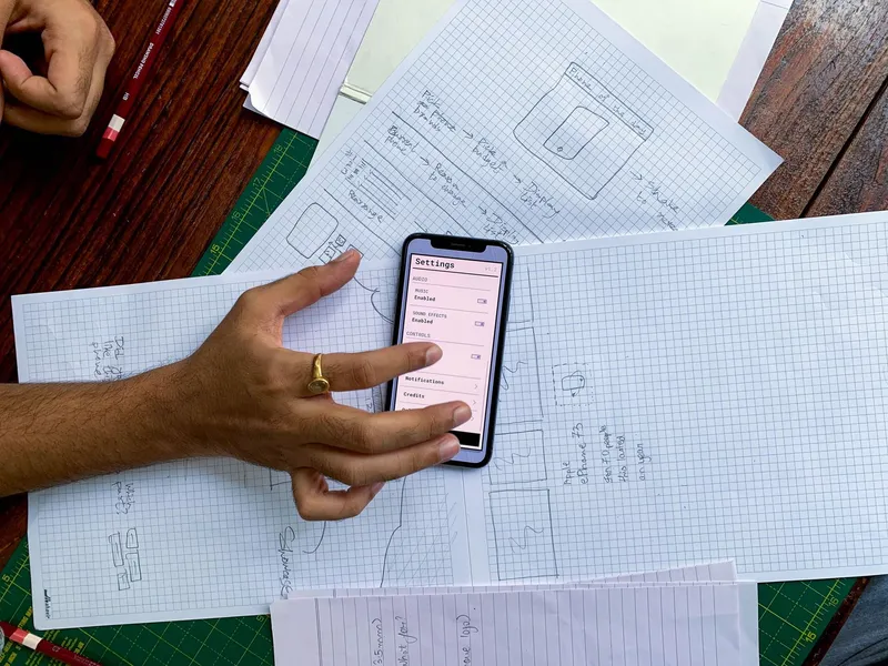 Diseñador trabajando en la renovación de una app existente